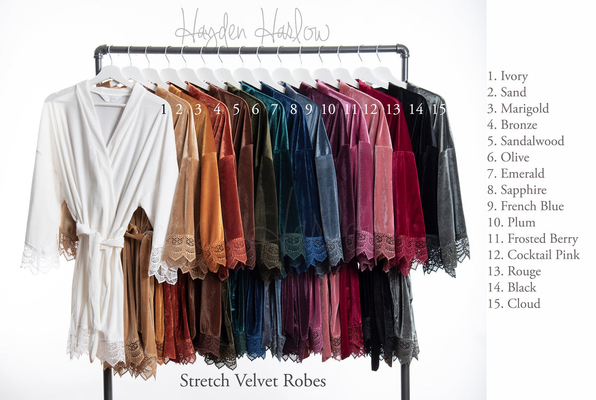 Plus sized Stretch Velvet Lace Robe