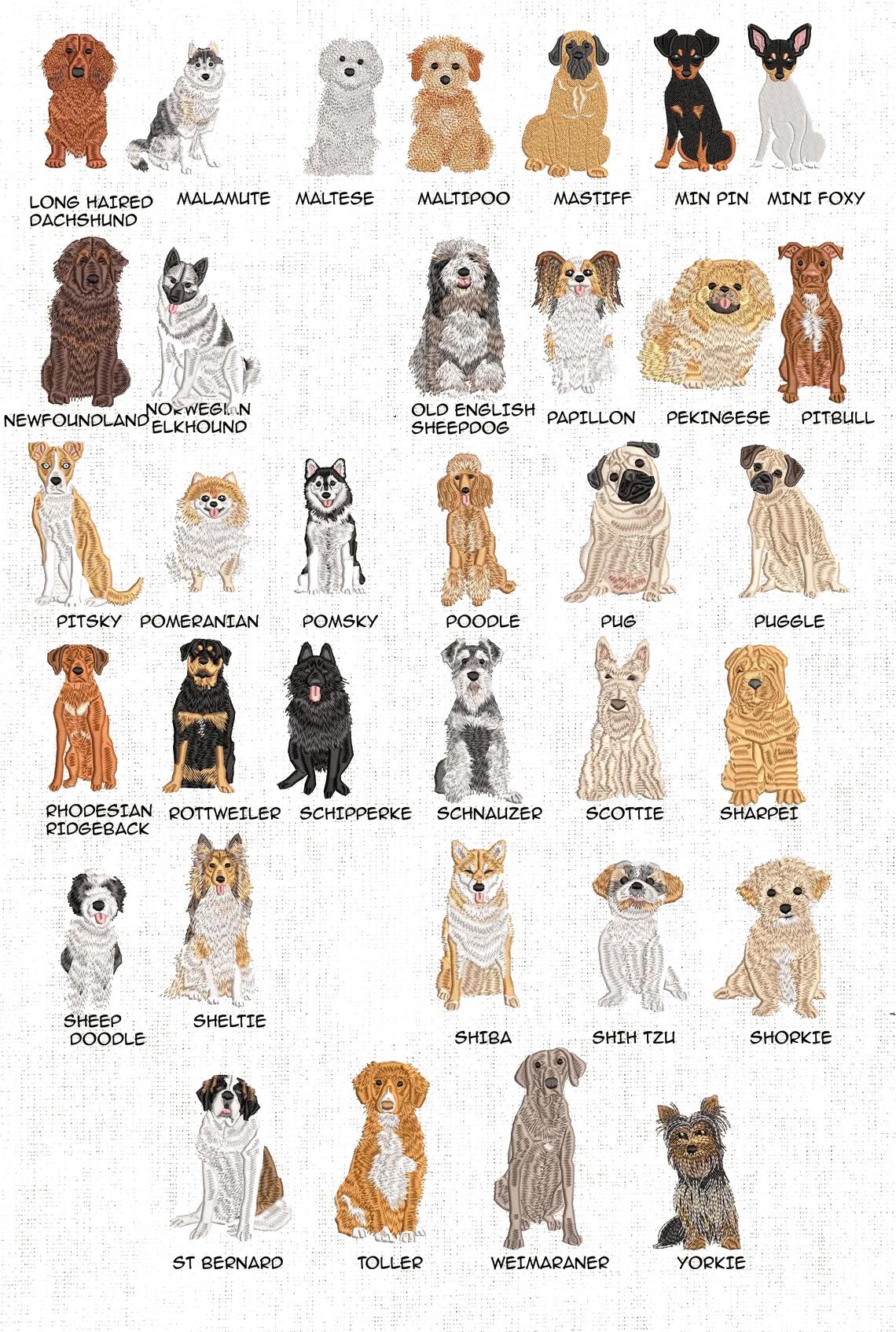 Dog Breed Embroidered Linen Napkins