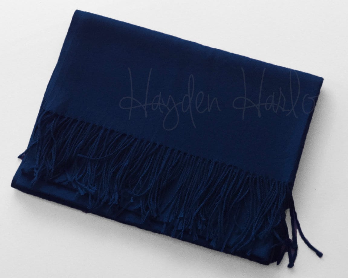 Navy Winter-Weight Pashmina Shawl