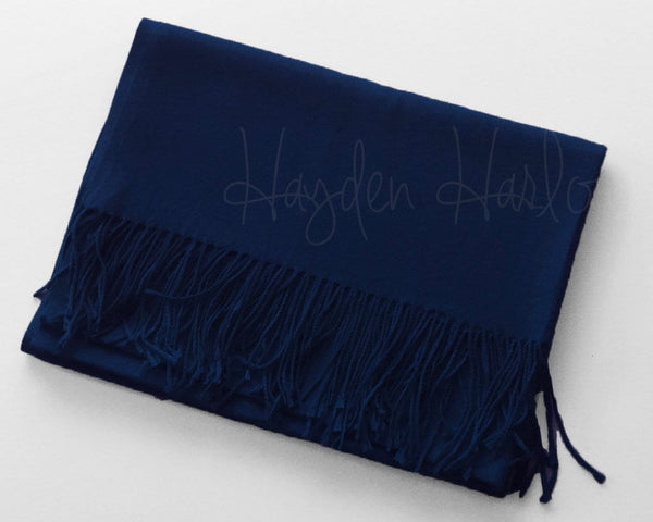 Navy Winter-Weight Pashmina Shawl