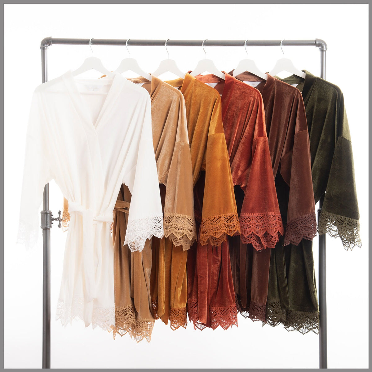 Lace Trim Velvet Robe: Monogrammed Bridal Party Gift
