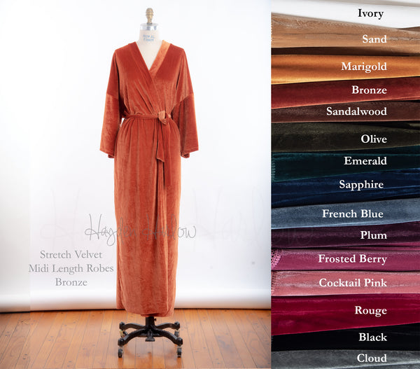 Velvet Midi-Length Robe — Custom Embroidery