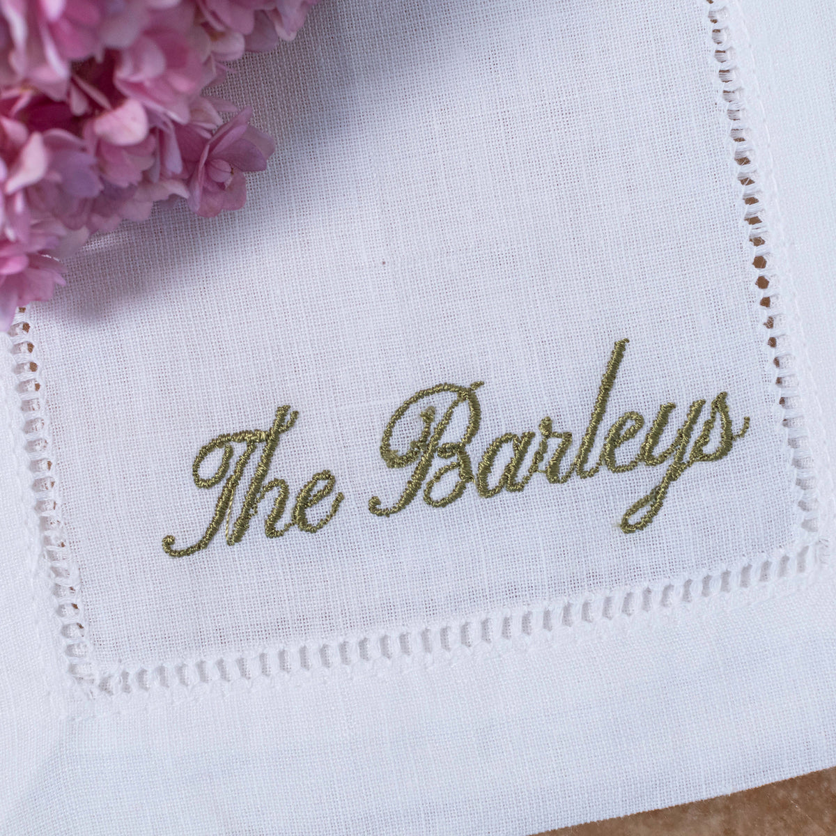 French Script Linen Cocktail Napkins — Set of 100+