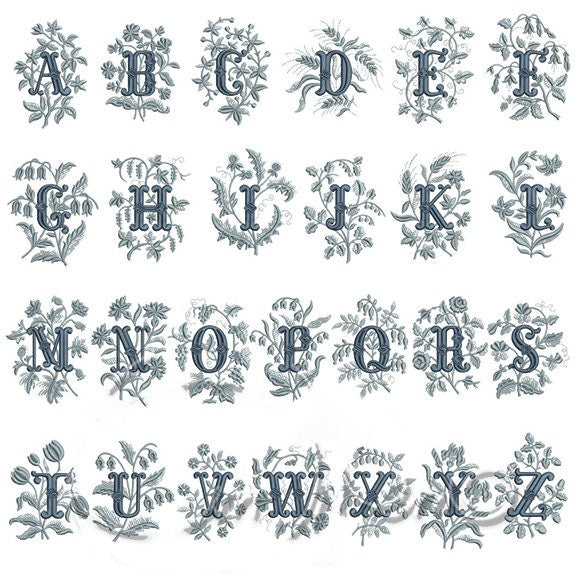Botanical Monogram Linen Cocktail Napkins
