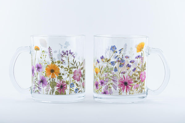 Floral Glass Mug Set
