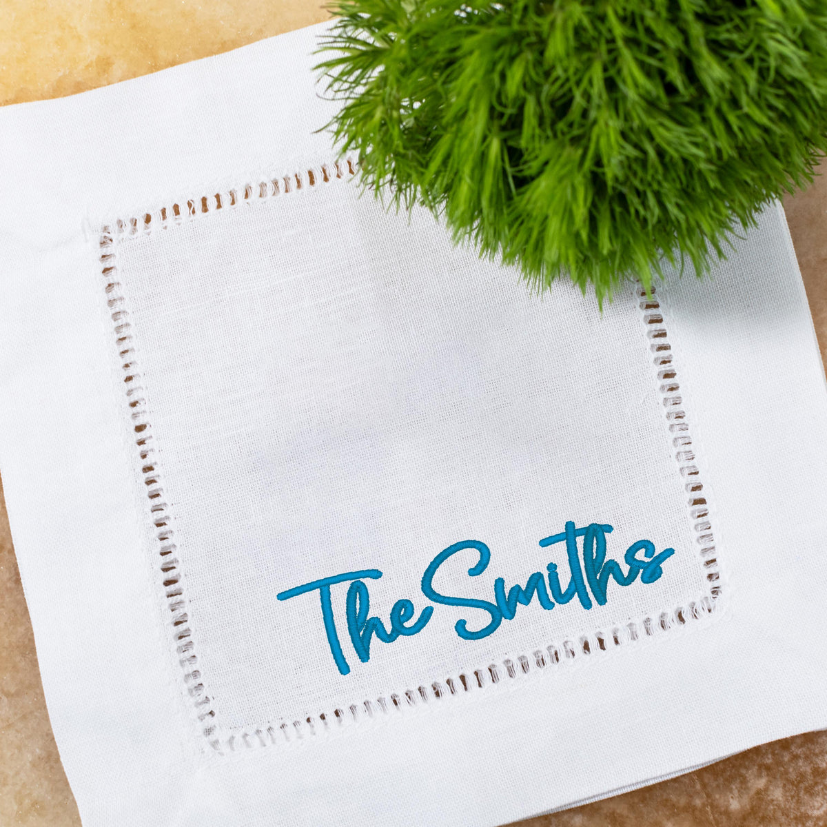 Minimalist Hemstitched Linen Cocktail Napkins