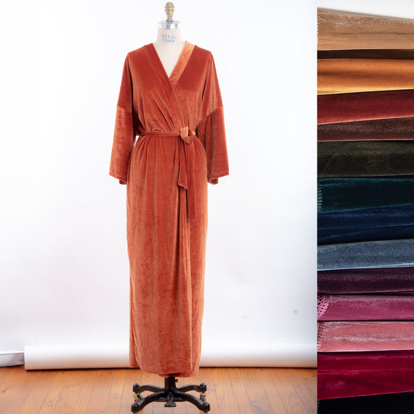 Velvet Midi-Length Robe — Custom Embroidery