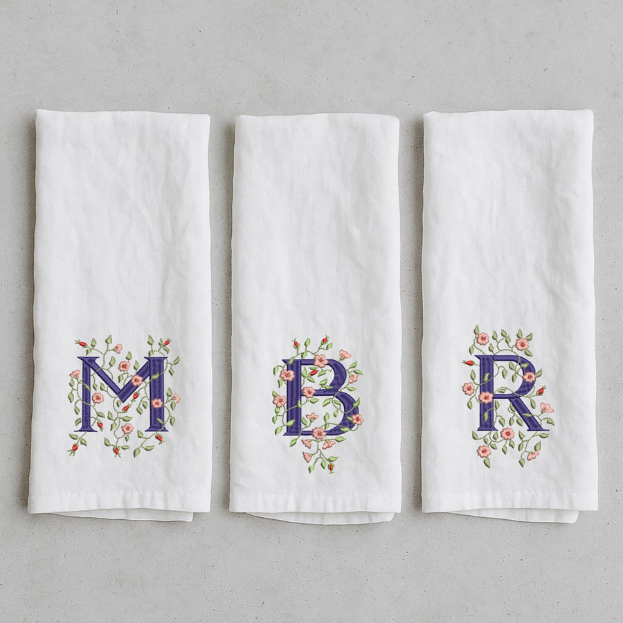 Floral Embroidered Flour Sack Tea Towels