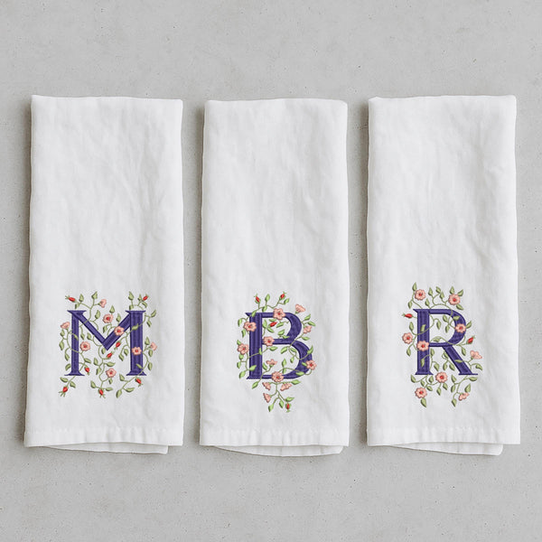 Floral Embroidered Flour Sack Tea Towels