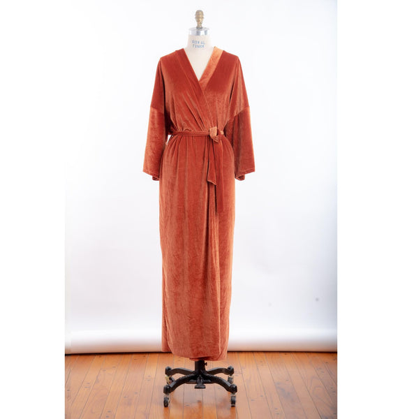Velvet Midi-Length Robe — Custom Embroidery