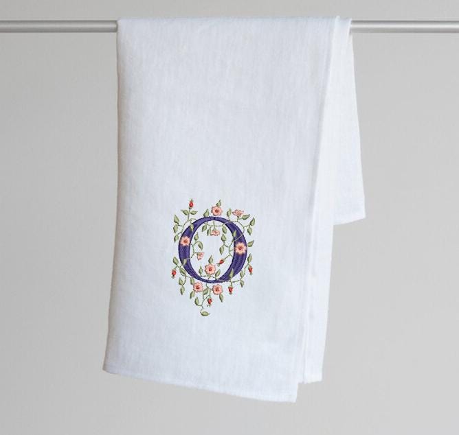 Floral Embroidered Flour Sack Tea Towels