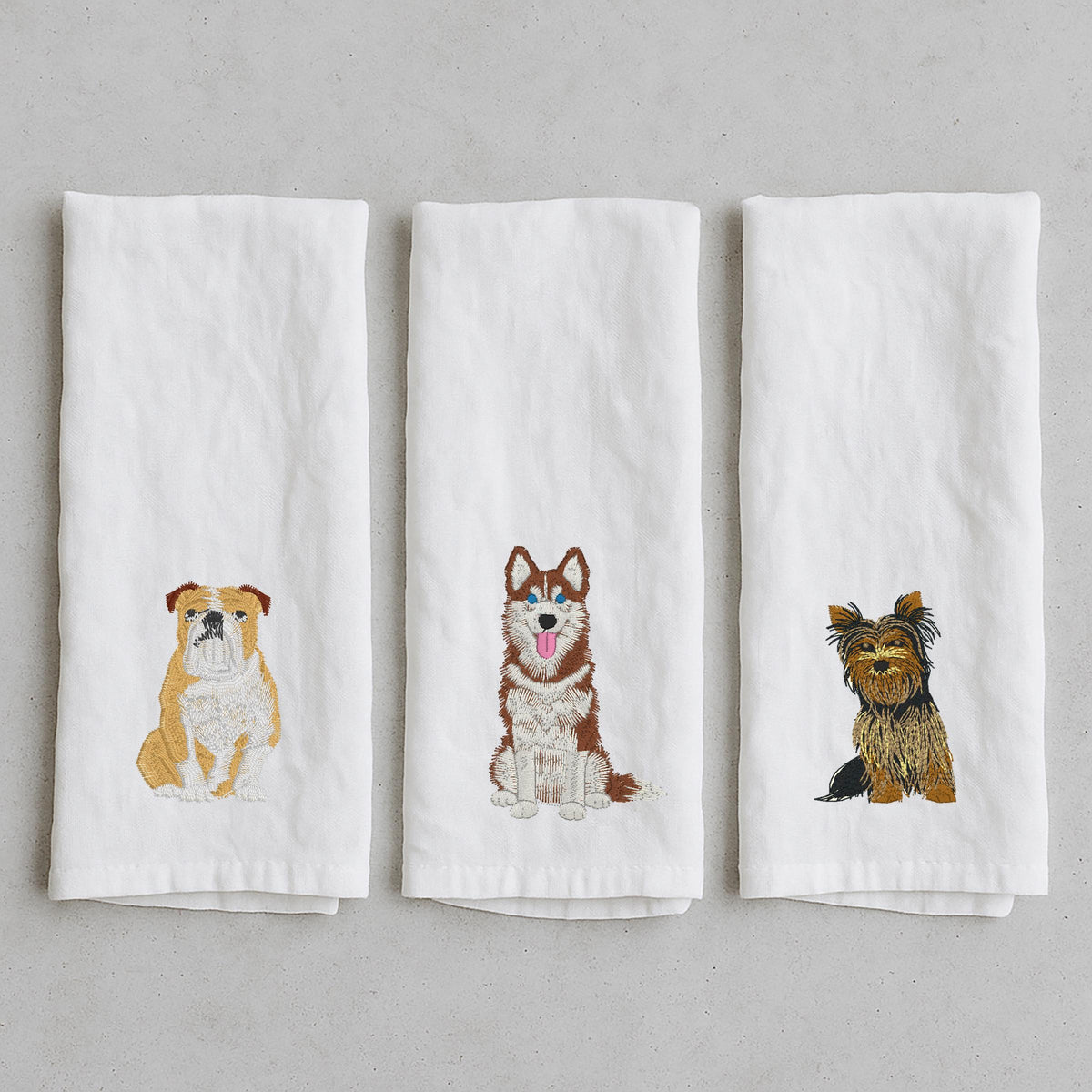 Dog Embroidered Flour Sack Tea Towels