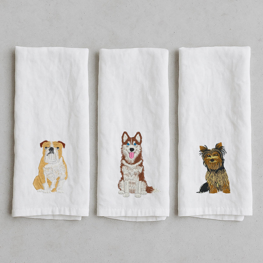 Dog Embroidered Flour Sack Tea Towels
