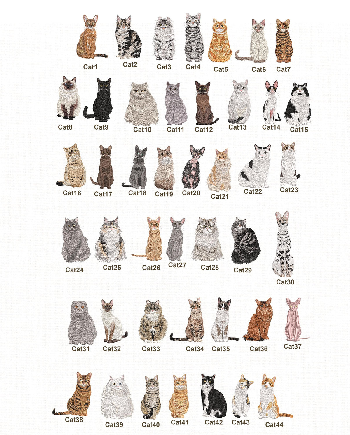 Cat Embroidered Flour Sack Tea Towels