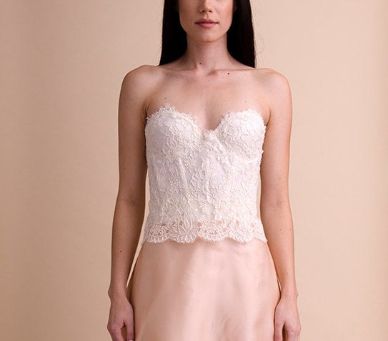French Alencon Lace Bridal Bustier Top