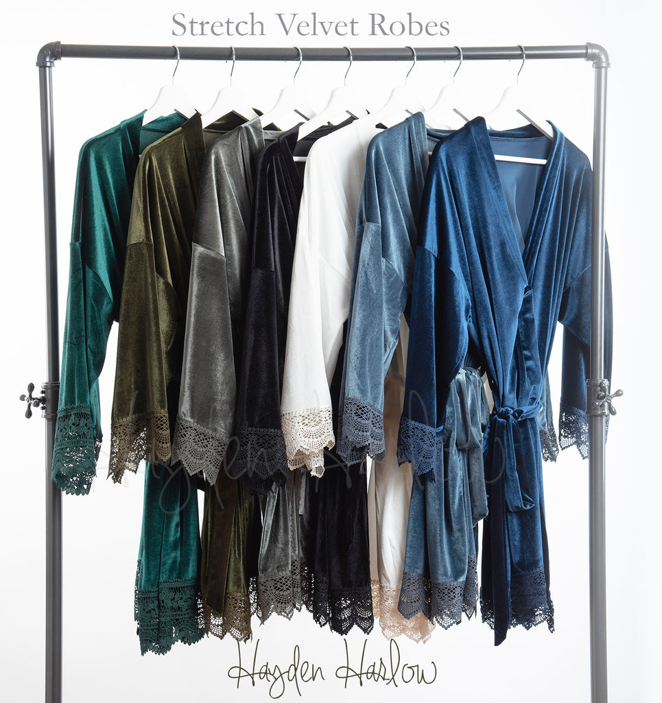 Stretch Velvet & Lace robe - Hayden Harlow
