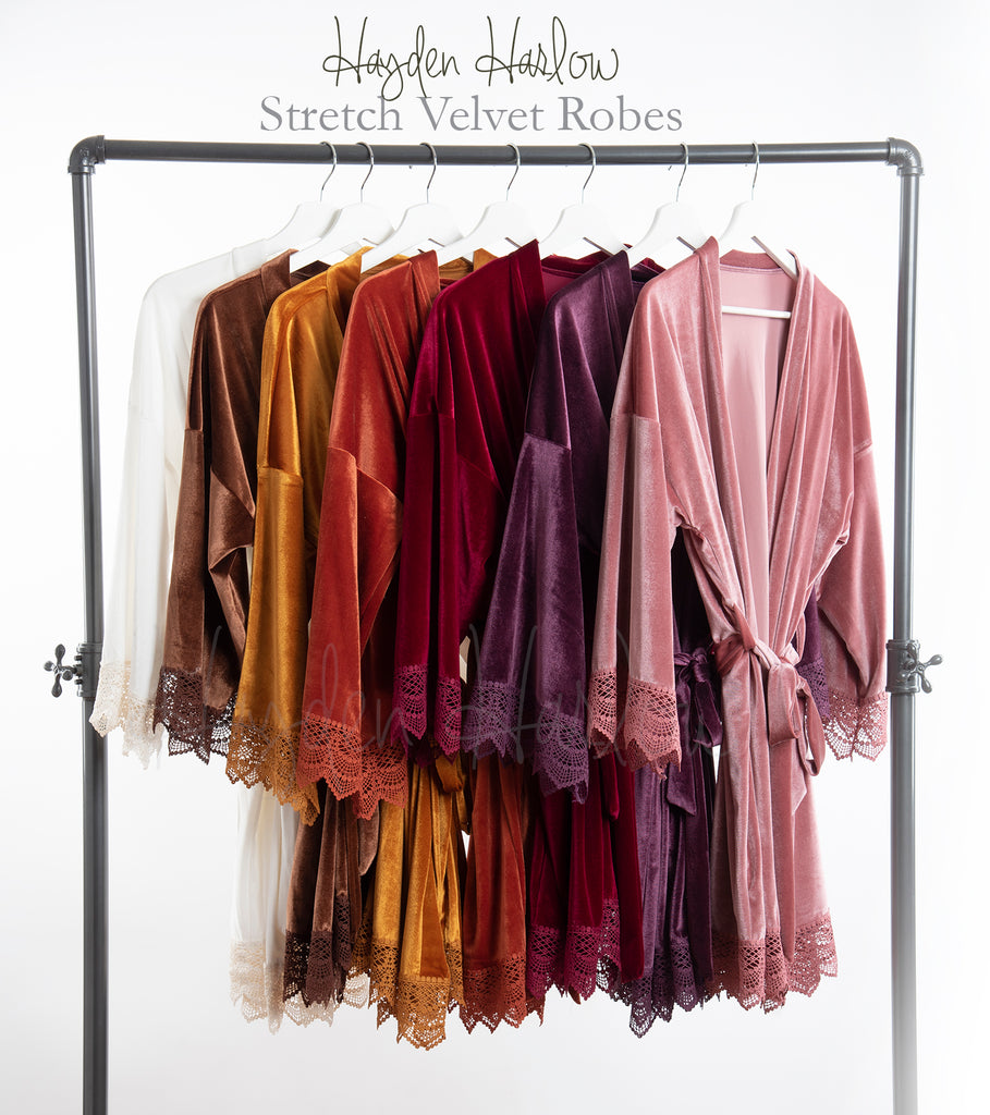 Stretch Velvet & Lace robe - Hayden Harlow