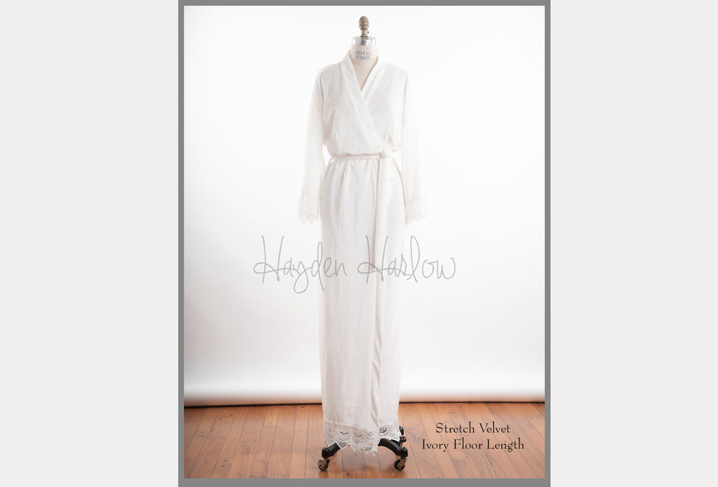 FLOOR length Stretch Velvet & Lace robe - Hayden Harlow